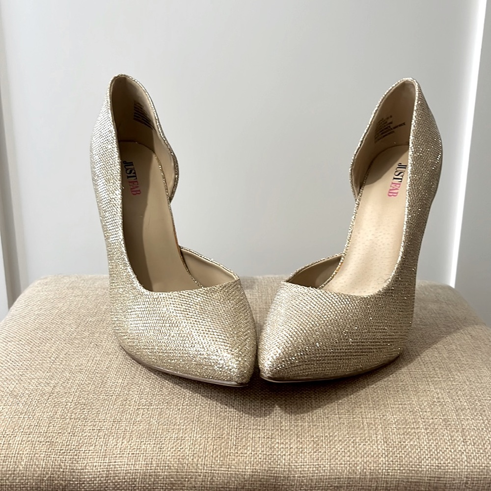 Glittery cream white 5 inch heels